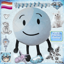a picture of a stuffed animal with a smiley face and the words free psychic reading on it