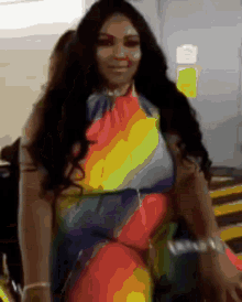 Lizzo Rainbow Dress GIF - Lizzo Rainbow Dress Tie Dye GIFs