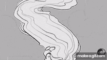 a black and white drawing of a man with long hair and braids