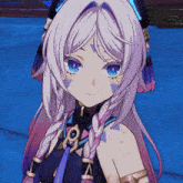 a close up of a cartoon character with a braided hair
