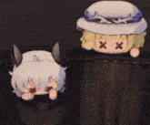 two anime characters with x 's on their eyes
