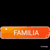 a sign that says familia on it with a black background