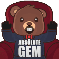 a teddy bear wearing a shirt that says " absolute gem "