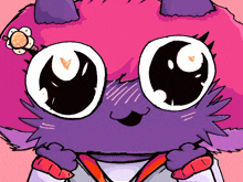 a drawing of a purple monster with a flower on its head