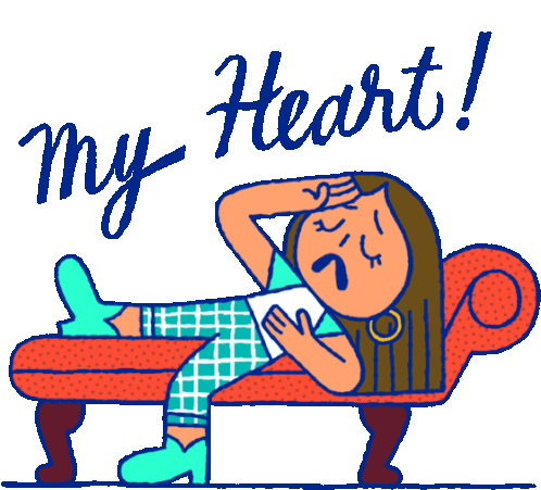 Dramatic Lola Wails My Heart In English Sticker - Hopeless Romance101 Lying Down My Heart Stickers