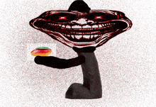 a drawing of a troll holding a lollipop with a smiley face