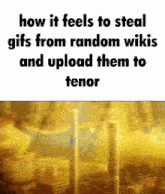 a meme that says how it feels to steal gifs from random wikis