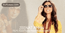 zeenat amanfilm: hare rama hare krishna (1971) person human face sunglasses