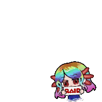 a cartoon of a girl holding a sign that says " raid "