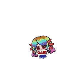 a cartoon of a girl holding a sign that says " raid "