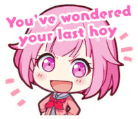 a cartoon of a girl with pink hair and the words `` you 've wondered your last boy '' .