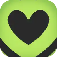 a green background with a black heart in the center