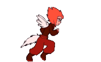 a cartoon drawing of a person with red hair