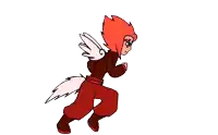 a cartoon drawing of a person with red hair
