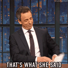 Thats What She Said Seth Meyers GIF - Thats What She Said Seth Meyers Late Night With Seth Meyers GIFs