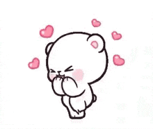 a thank you sticker with a teddy bear and hearts