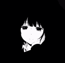 anime firl anime girl black and white cute