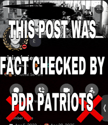 a screenshot of a facebook post that was fact checked by pdr patriots