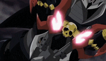 a cartoon character has a skull on his shoulder