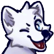 a pixel art drawing of a white cat with its mouth open and a crying eye .