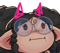 a cartoon drawing of a girl with glasses and horns