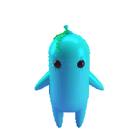 a blue balloon with a green plant on top of it