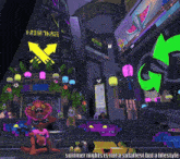 a cartoon scene with the words summer nights is not a splatfest but a lifestyle on the bottom