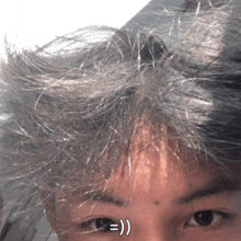 a close up of a person 's face with a smiley face on their eye