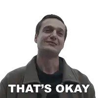 a man in a coat says that 's okay on a white background