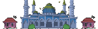 a cartoon illustration of a mosque with a dome