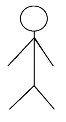 a stick figure with a circle in the middle of his head
