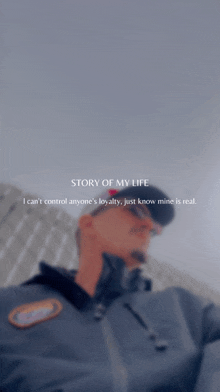 a picture of a man with the words story of my life