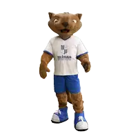 a mascot is wearing a white shirt that says minas