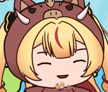 a cartoon of a girl wearing a pig hat