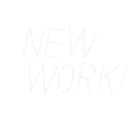 a white background with the words " new work " written in purple