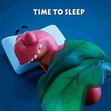 a cartoon character laying on a pillow with the words " time to sleep " above it