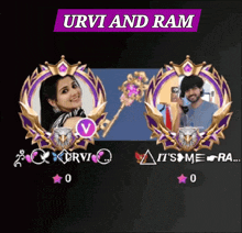 a picture of urvi and ram with their badges