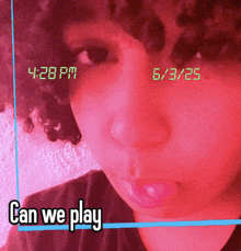a picture of a woman with the words " can we play " on the bottom