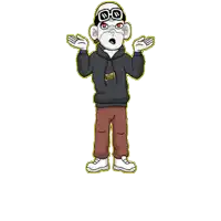 a cartoon character wearing a hoodie that says zh01 on it