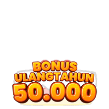 a picture of a dog with the words bonus ulangtahun 50000
