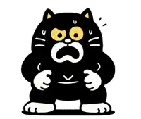 a black and white cartoon cat with yellow eyes and a x on his belly .