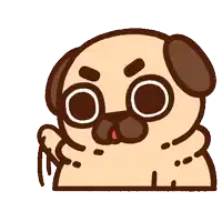 a cartoon of a pug dog giving a high five