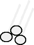 a black and white drawing of a pair of scissors with three circles in the middle .