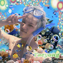 a picture of a man wearing goggles and the word taeyong on the bottom