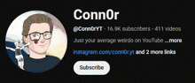 a picture of a man with glasses and the name connor on it