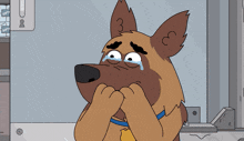 a cartoon dog is crying with the number 3 on its ears