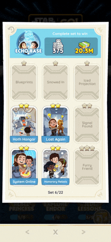 a screenshot of a game that says complete set to win on the top