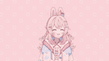 a girl with pink hair is wearing a pink jacket