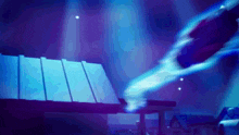 a person is flying through the air in front of a blue sky