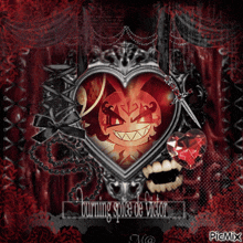 a picture of burning spice de victor with a heart and a sword